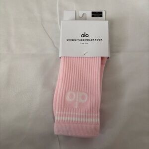 NEW ALO Yoga Pink Unisex Throwback Crew Sock